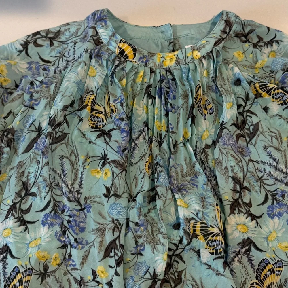 Baby GAP Floral Butterfly Print Accordion Pleat Dress 18-24m Blue Yellow Purple